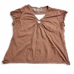 Faded Glory Brown Button-Up Top - Girls XL / Women's Small-Medium - Fairycore/Co